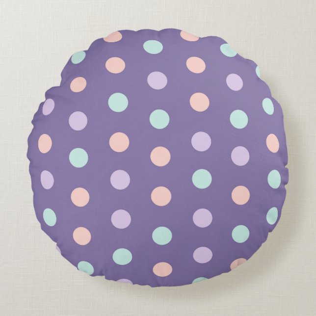 Halloween seamless pattern with polka dots isolate round pillow (Front)