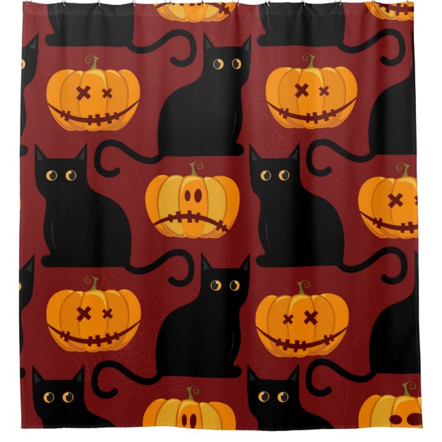 Halloween seamless pattern with pumpkins and black (Front)