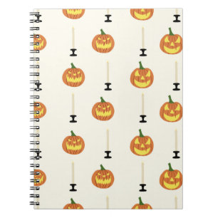 Halloween seamless pattern with pumpkins and candl notebook