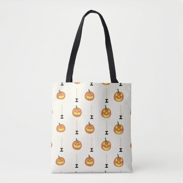 Halloween seamless pattern with pumpkins and candl tote bag (Front)