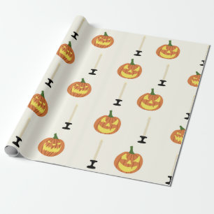 Halloween seamless pattern with pumpkins and candl wrapping paper