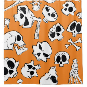 Halloween seamless pattern with skulls and bones.