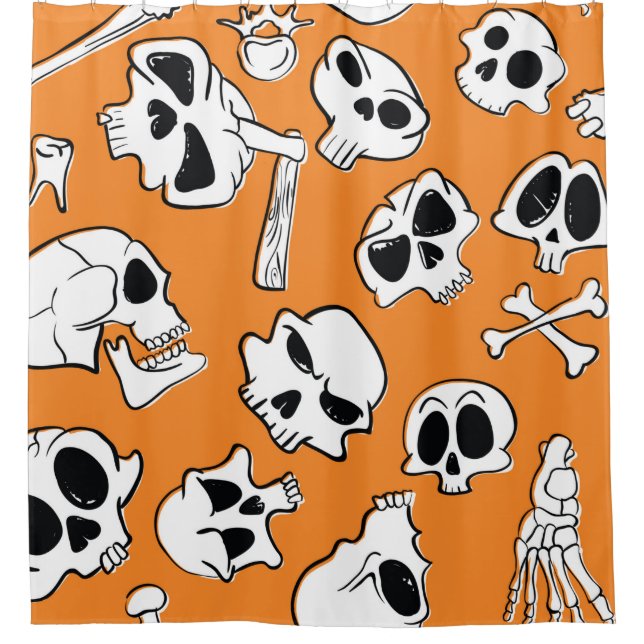 Halloween seamless pattern with skulls and bones.  (Front)