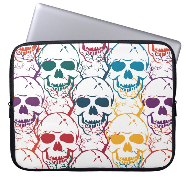 Halloween seamless pattern with skulls. Colourful  Laptop Sleeve (Front)