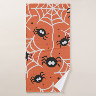 Halloween seamless pattern with spiders and web. bath towel