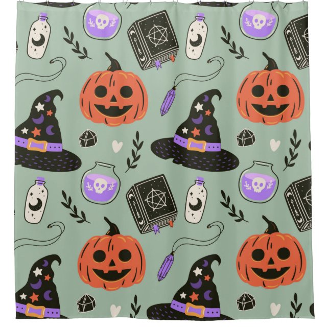 Halloween seamless pattern with witch hat,pumpkin  (Front)
