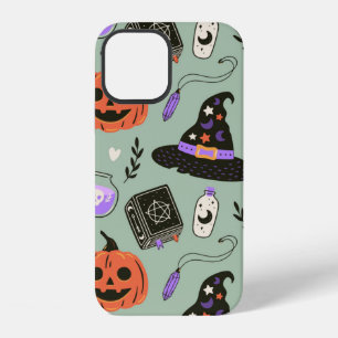 Halloween seamless pattern with witch hat,pumpkin  iPhone 12 case
