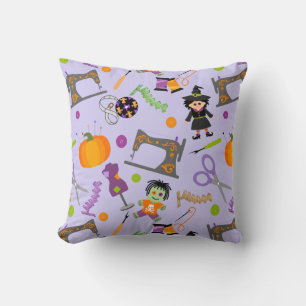 Halloween Seamstress Sewing Notions Throw Pillow