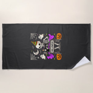 Halloween Sewing Skeleton Spooky Ghost Pumpkin Sew Beach Towel