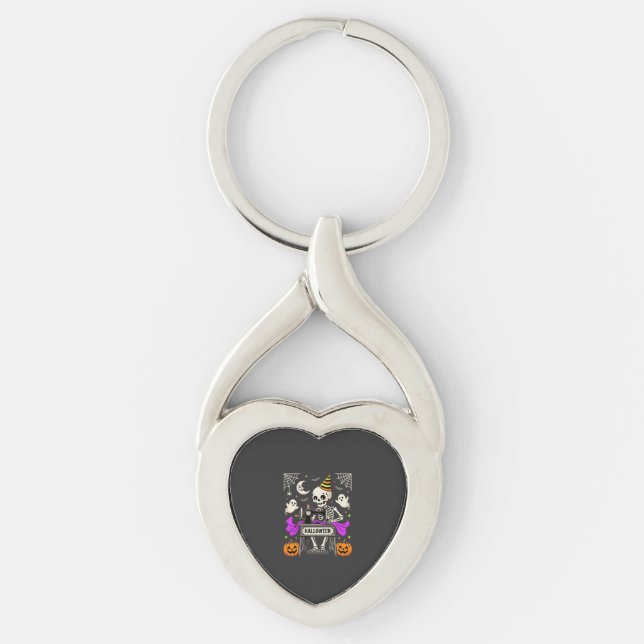 Halloween Sewing Skeleton Spooky Ghost Pumpkin Sew Keychain (Front)