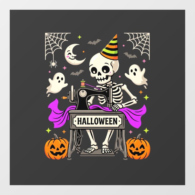 Halloween Sewing Skeleton Spooky Ghost Pumpkin Sew Window Cling (Sheet)