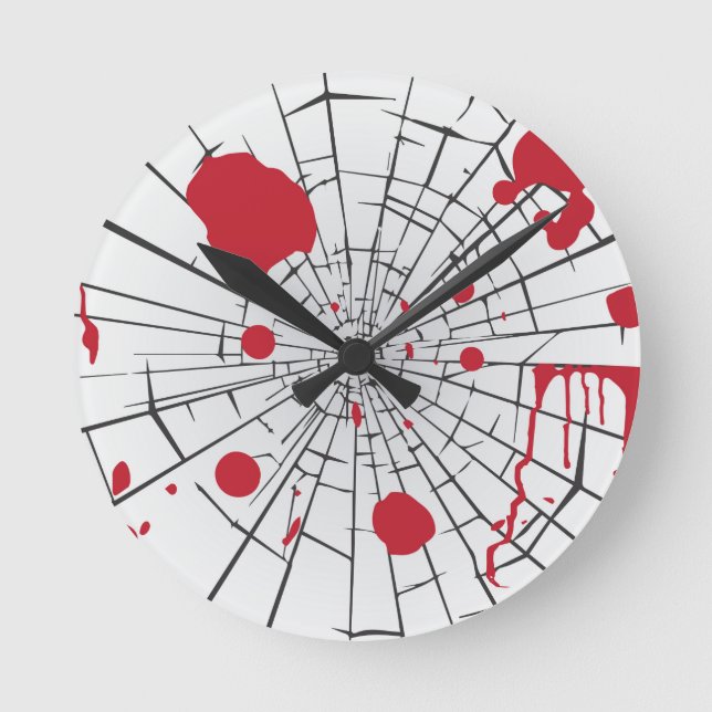 halloween shattered glass round clock (Front)