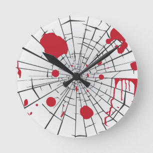 halloween shattered glass round clock