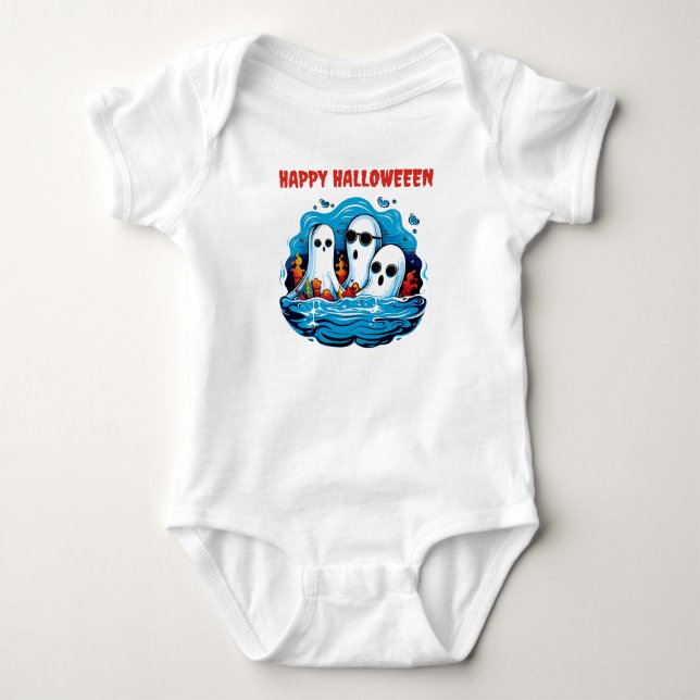  Halloween Sheet faced ghosts Baby Bodysuit (Front)