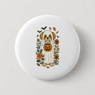 Halloween Shih Tzu with Fall Flowers 2 Inch Round Button