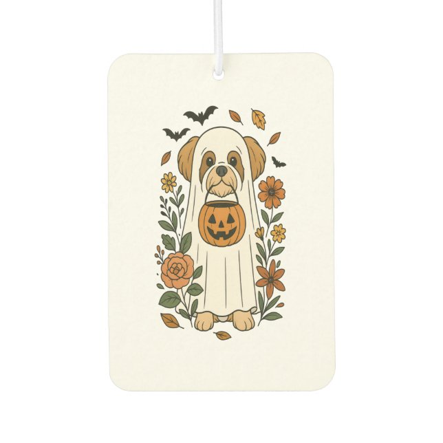 Halloween Shih Tzu with Fall Flowers Air Freshener (Front)