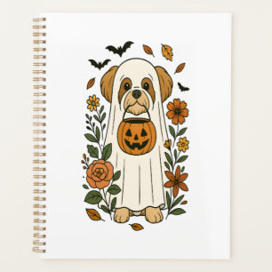 Halloween Shih Tzu with Fall Flowers Planner