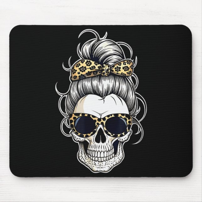 Halloween Shirt For Women Skull , Leopard  Mouse Pad (Front)