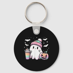 Halloween Shirt Funny Ghost Coffee Spooky Season H Keychain