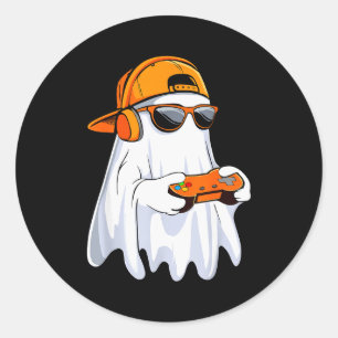 Halloween Shirt Ghost Gamer Video Gaming Boys Men  Classic Round Sticker