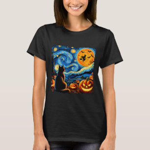 Halloween Shirt Men Women Black Cat Pumpkins Bats 