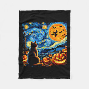 Halloween Shirt Men Women Black Cat Pumpkins Bats Fleece Blanket
