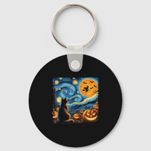 Halloween Shirt Men Women Black Cat Pumpkins Bats  Keychain