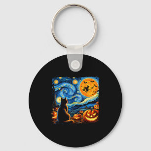Halloween Shirt Men Women Black Cat Pumpkins Bats Keychain