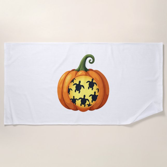 Halloween Shirt Pumpkin Turtle Sea Halloween Costu Beach Towel (Front)