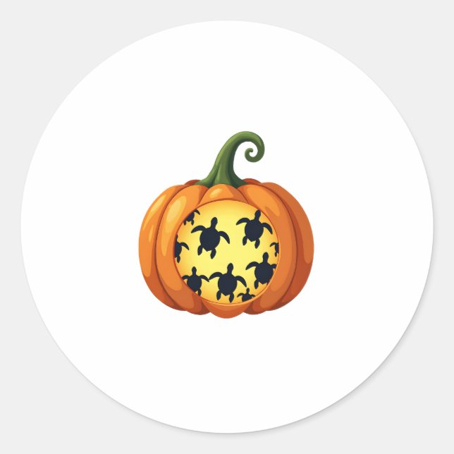 Halloween Shirt Pumpkin Turtle Sea Halloween Costu Classic Round Sticker (Front)