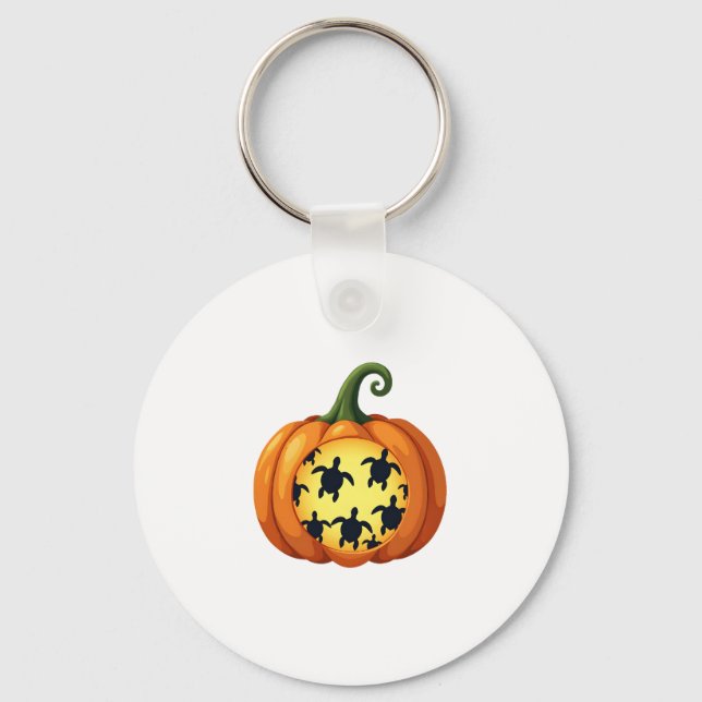 Halloween Shirt Pumpkin Turtle Sea Halloween Costu Keychain (Front)