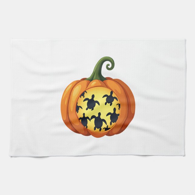 Halloween Shirt Pumpkin Turtle Sea Halloween Costu Kitchen Towel (Horizontal)