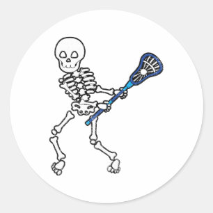 Halloween Shirt Skeleton Lacrosse Sport Player Cos Classic Round Sticker