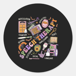 Halloween Shirt Speech Therapy Halloween Cute Ghos Classic Round Sticker