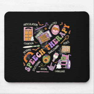 Halloween Shirt Speech Therapy Halloween Cute Ghos Mouse Pad
