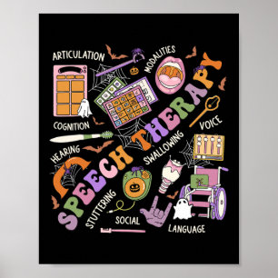 Halloween Shirt Speech Therapy Halloween Cute Ghos Poster