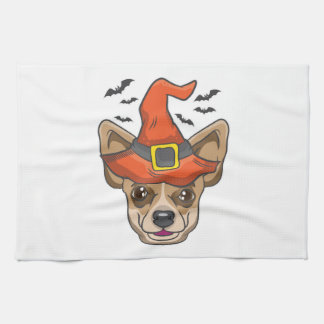 Halloween Shirt Witch Chihuahua Costume Gift Kitchen Towel