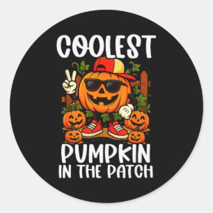 Halloween Shirts Boys And Kids Coolest Pumpkin In  Classic Round Sticker