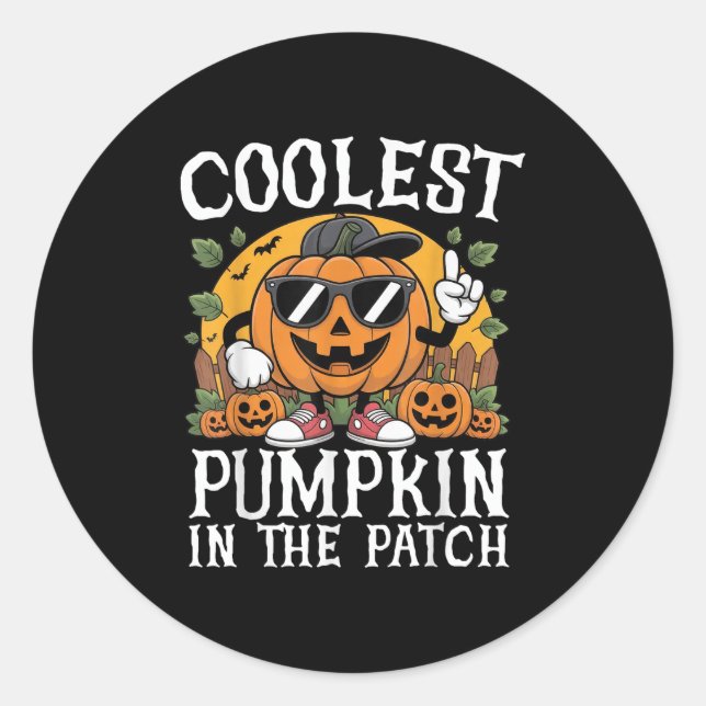 Halloween Shirts Boys And Kids Coolest Pumpkin In  Classic Round Sticker (Front)