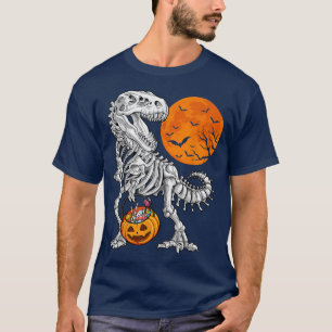 Halloween shirts for Boys Kids Dinosaur Skeleton T