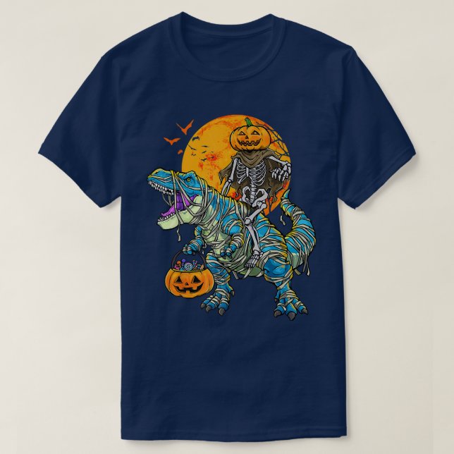 Halloween shirts for BoysDinosaur Skeleton T rex S (Design Front)