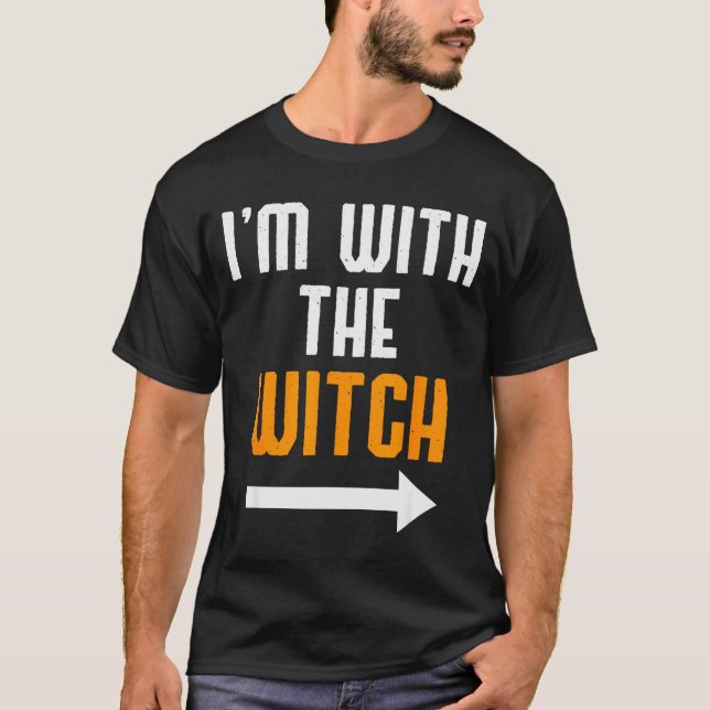 Halloween Shirts For Men I'm With The Witch Funny  (Front)