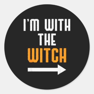 Halloween Shirts For Men I'm With The Witch Funny  Classic Round Sticker