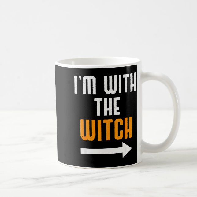 Halloween Shirts For Men I'm With The Witch Funny  Coffee Mug (Right)