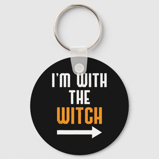 Halloween Shirts For Men I'm With The Witch Funny  Keychain (Front)
