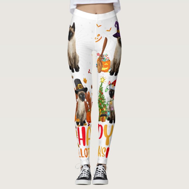 Halloween Shirts Women Men Kids Halloween Black Ca Leggings (Front)