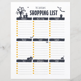 Halloween Shopping List Paper Sheet