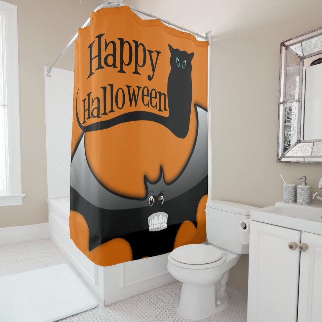 Halloween Shower Curtain, Happy Halloween (In Situ)