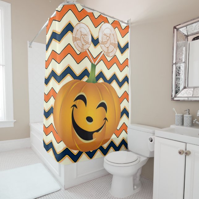 Halloween Shower Curtain, Pumpkin (In Situ)