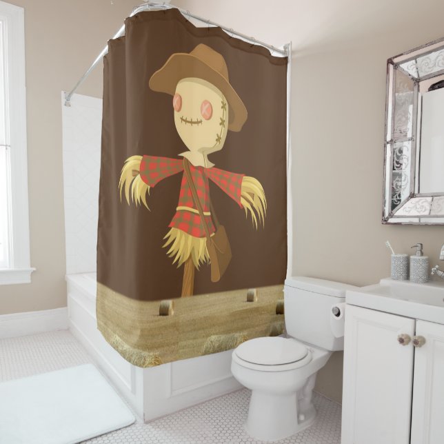 Halloween Shower Curtain, Scarecrow (In Situ)